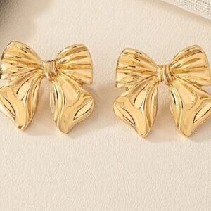 Gold Bow Stud Earrings*